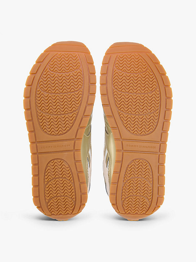 Mixed Texture Metallic Trainers WiLeather