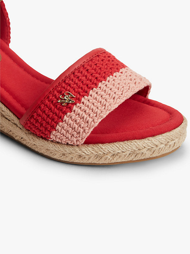 Logo Plaque Woven Wedge Heel Espadrilles