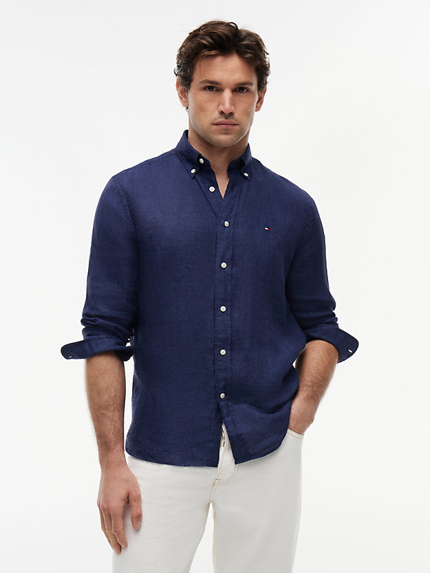 Regular Fit Washed Pure Linen Shirt