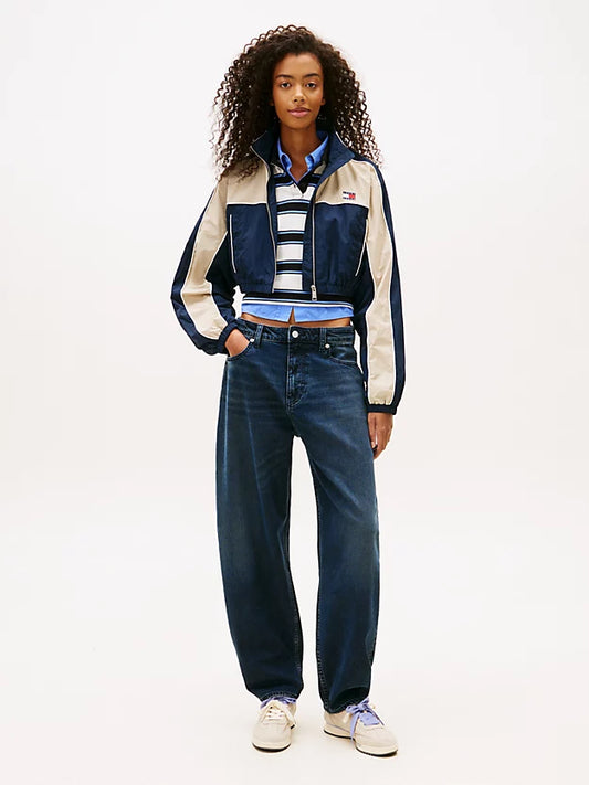 Badge Colour-Blocked Piping Crinkle Jacket