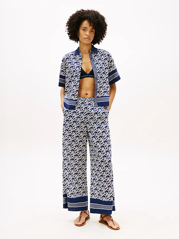 Print Voile Wide Leg Trousers WiSilk