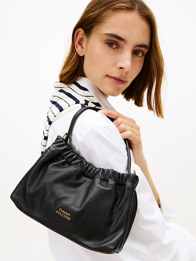 Soft Leather Logo Plaque Crossbody Bag