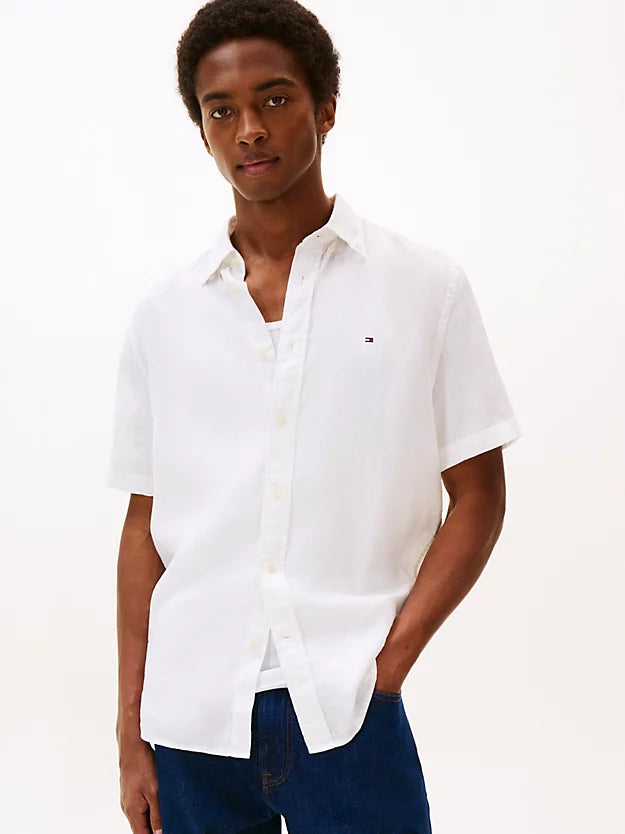 Regular Fit Washed Linen Short Sleeve Shirt
