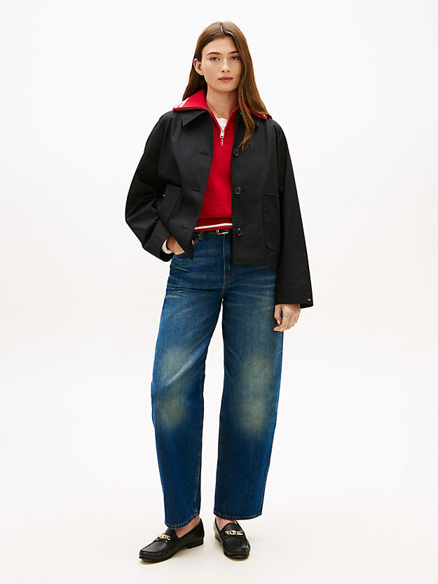 Water Repellent Collared Relaxed Short Jacket