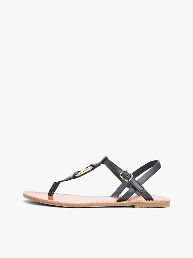 Leather Monogram Strap Sandals