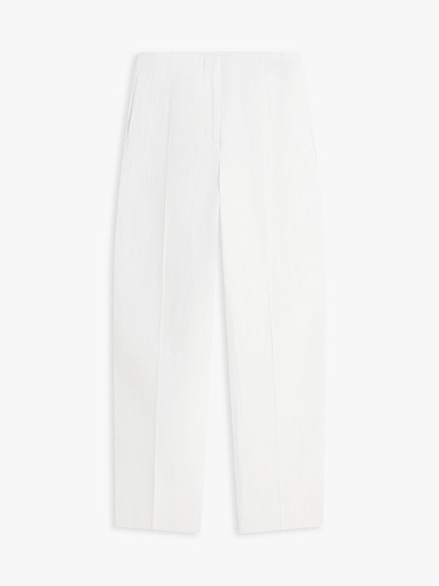 Linen Blend Barrel Leg Ankle Trousers