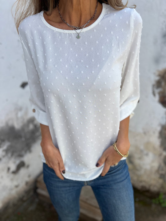 SOLDE DE LIQUIDATION🔥 Chemise décontractée à col rond brodée et grands poignets