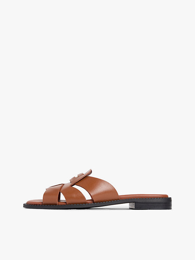 Leather Crest Square Toe Sandals