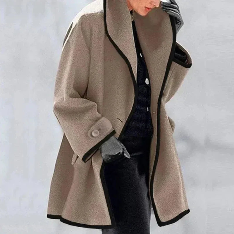 Lässiger Oversize-Kapuzenmantel für Damen mit Knöpfen