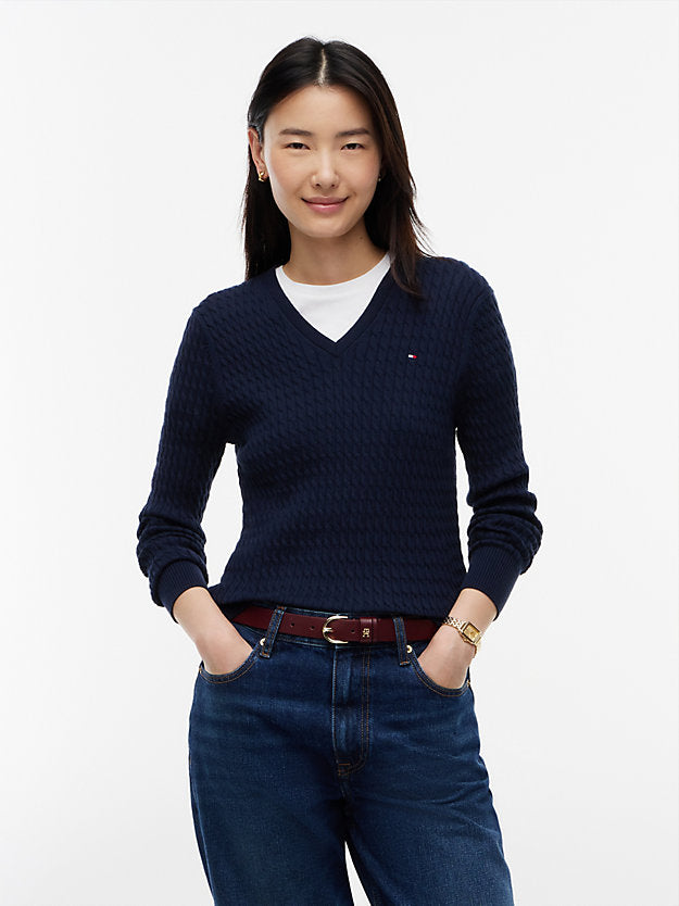 Cable Knit V-Neck Jumper
