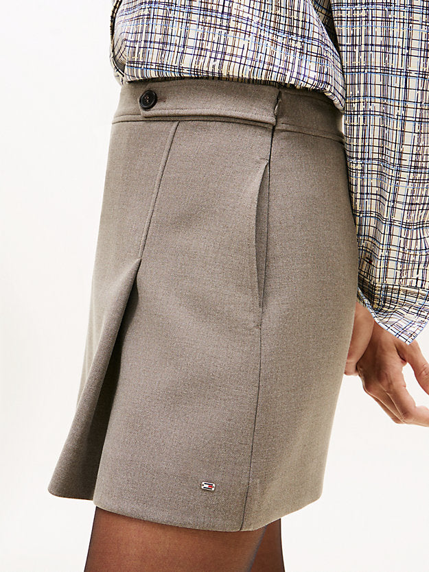 Box Pleat A-Line Mini Skirt