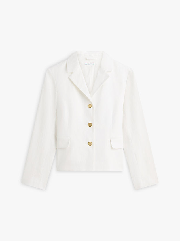 Slim Fit Gold-Tone Button Linen Blend Blazer