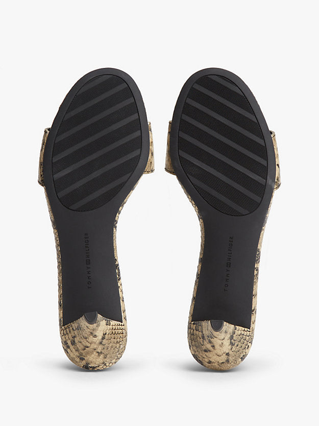 Snake Print Leather Heeled Mules