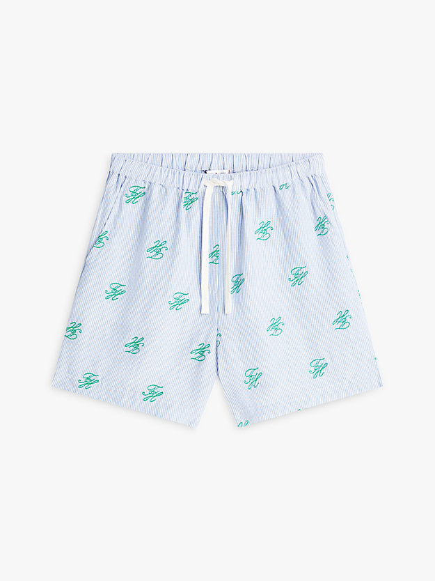 Linen Blend Print Relaxed Shorts