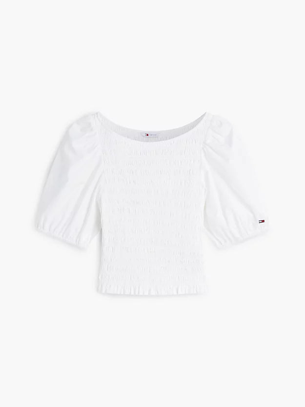 Smock Poplin Slim Short Sleeve Blouse