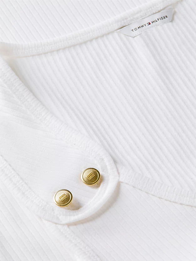 Gold-Tone Button Ribbed Tank Top