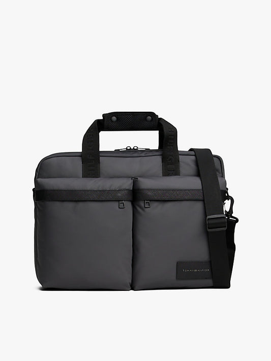 Textile Logo Patch Pocket Laptop Bag