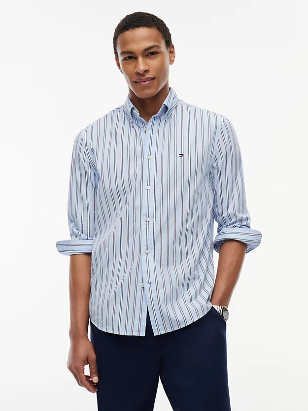 Flex Regular Fit Stripe Poplin Shirt