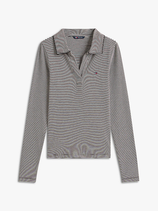 Slim Fit Ribbed Long Sleeve Polo Shirt