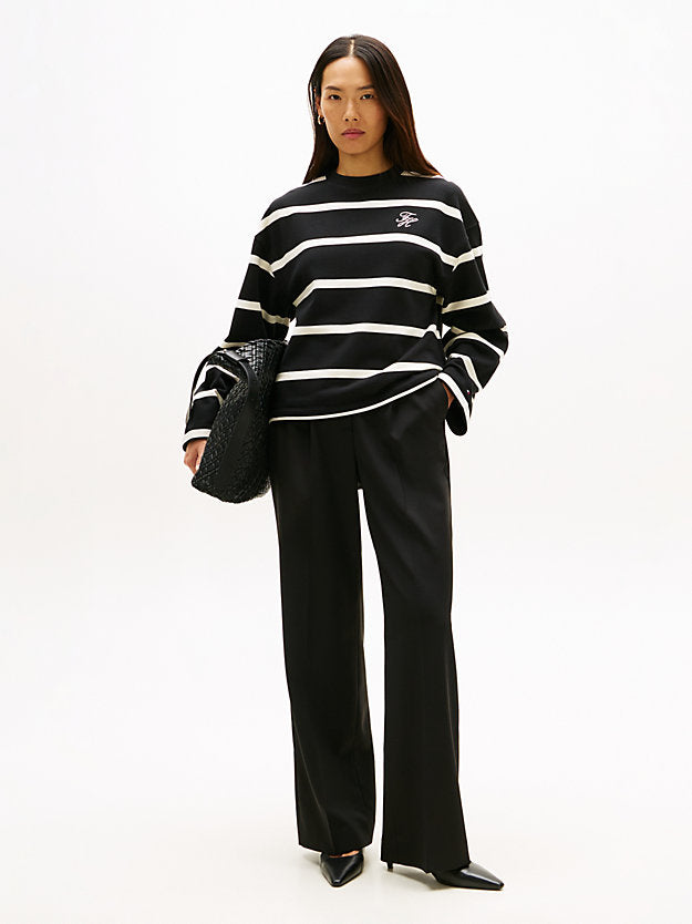 Logo Embroidery Terry Crew Neck Sweatshirt