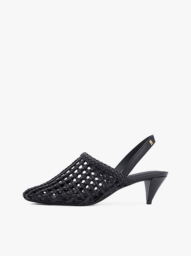 Woven Pointed Toe Slingback Heels