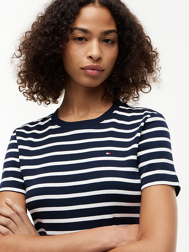 Flag Embroidery Slim Crew Neck T-Shirt