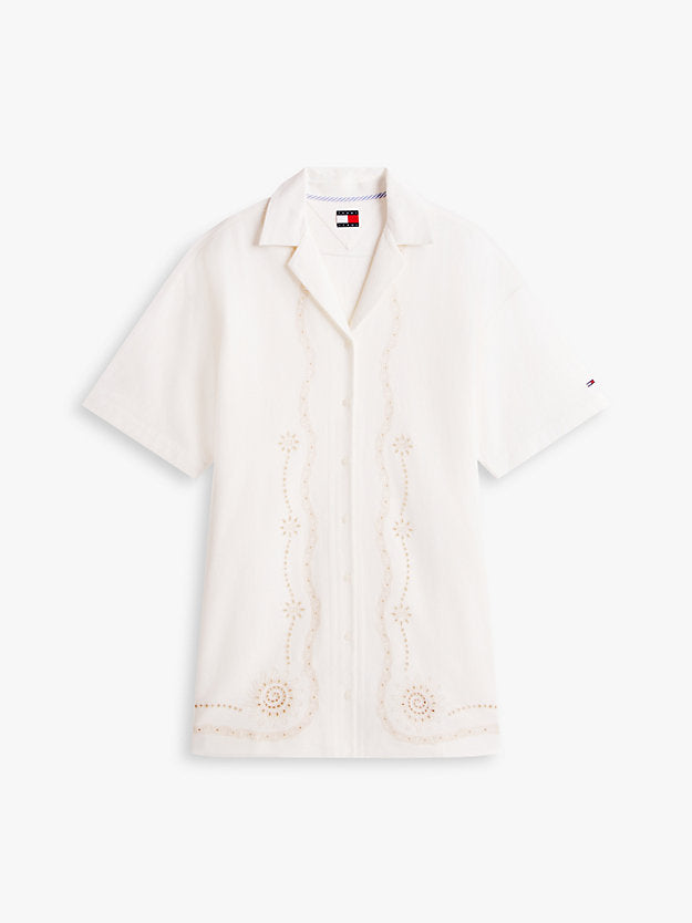Broderie Anglaise Relaxed Mini Shirt Dress