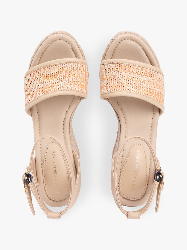 Raffia Strap High Wedge Espadrilles