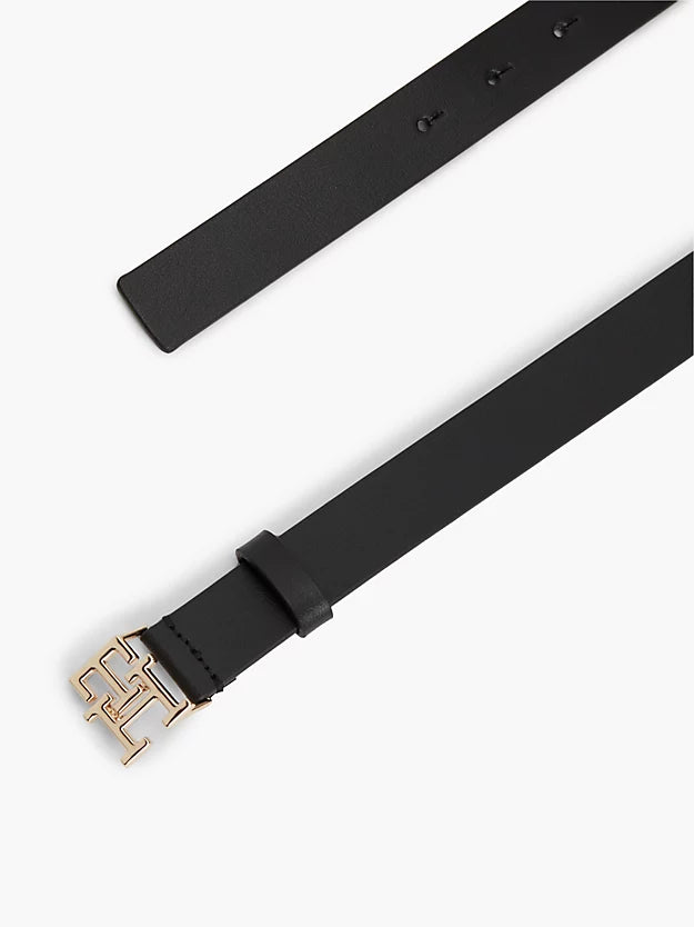 Monogram Plaque Buckle Leather Belt