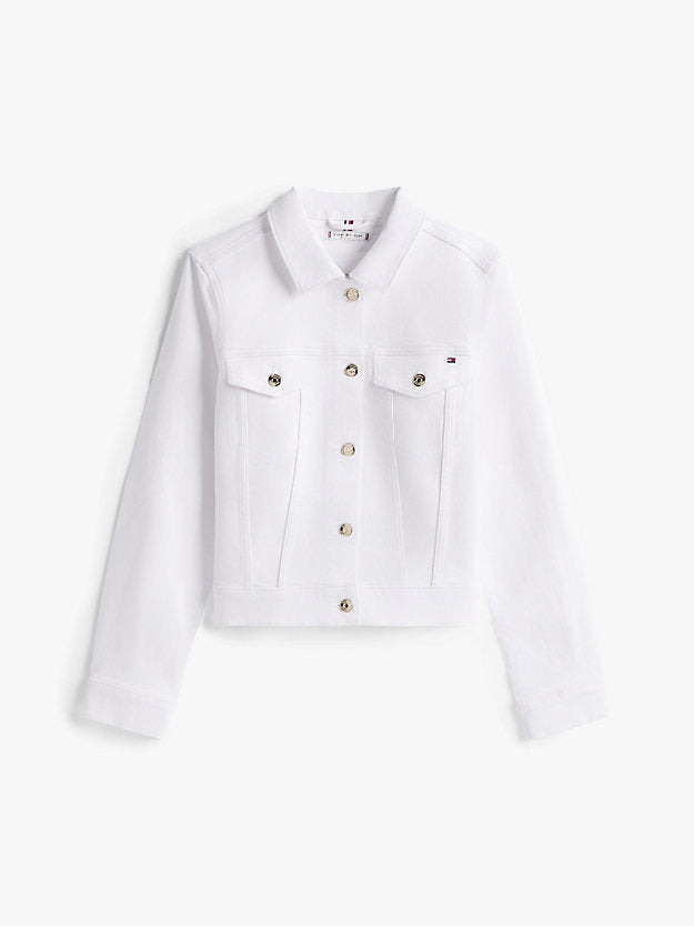 Slim White Denim Trucker Jacket