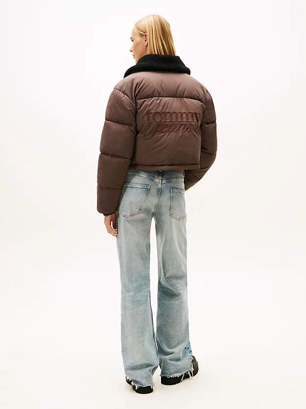 Teddy Collar Crinkle Puffer Jacket