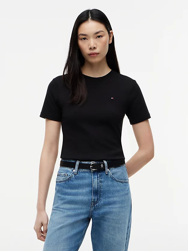Flag Embroidery Slim Crew Neck T-Shirt
