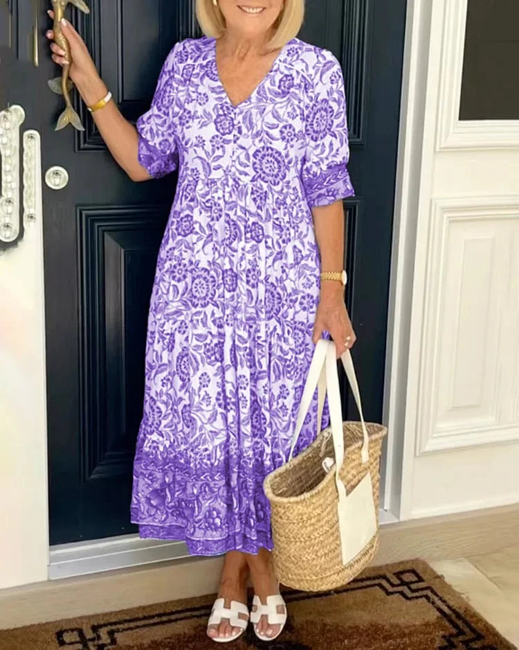 LIQUIDATION🔥 Robe imprimée col en V - Sans taxes