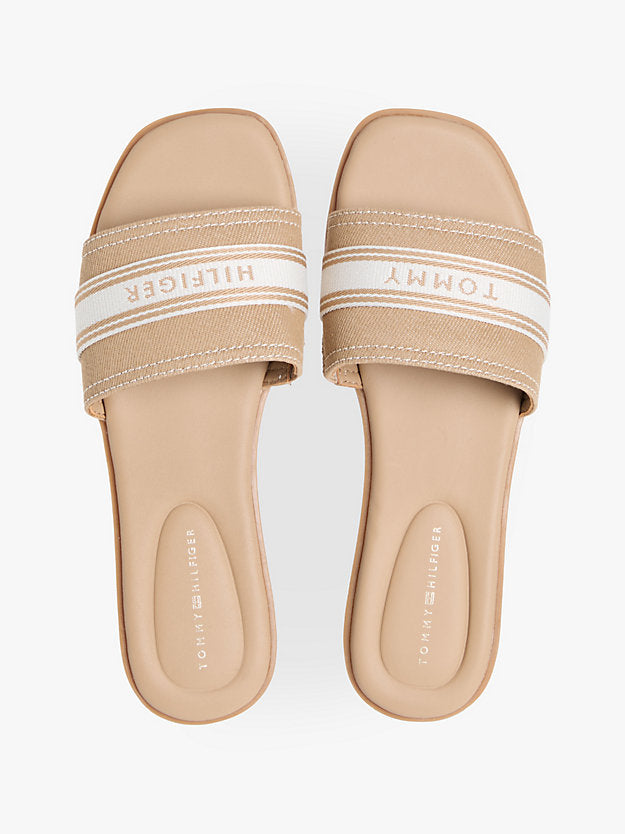 Canvas Denim Webbing Strap Mules