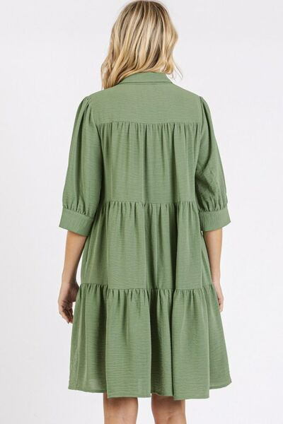 Robe chemise étagée à col et détail boutonné Mittoshop