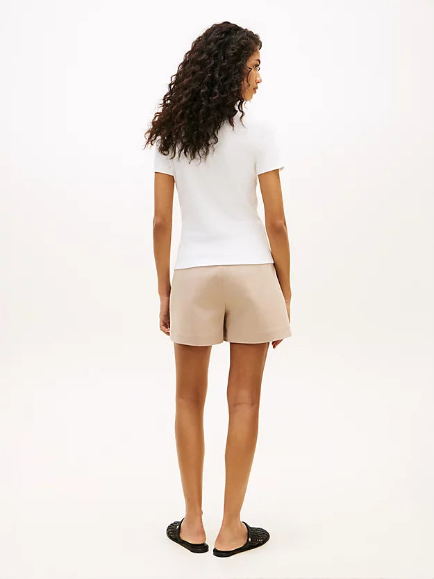 Gold-Tone Button Slim Boat Neck T-Shirt
