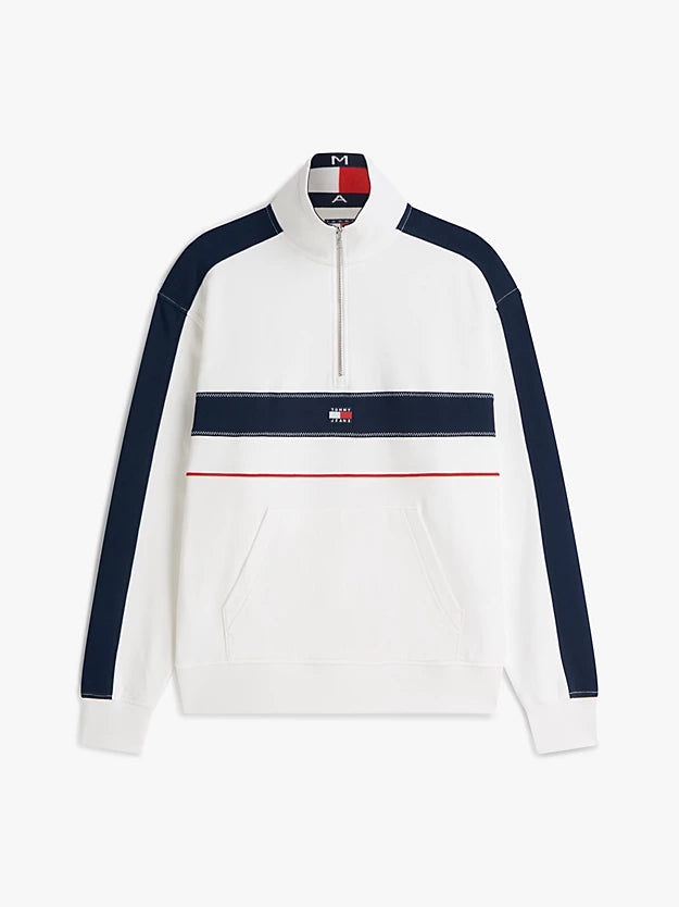 Colour-Blocked Quarter-Zip Relaxed Sweatshirt