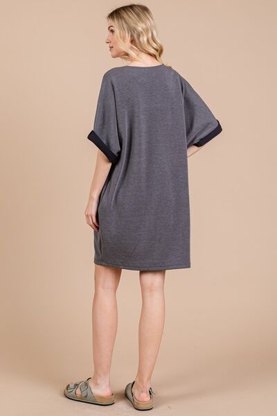 Robe Femme Col V Manches Mi-Longues