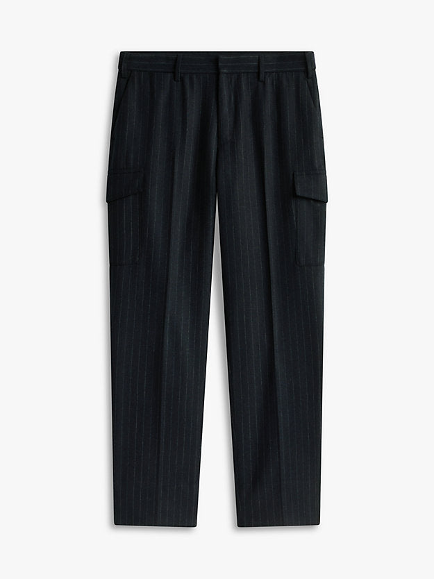 Pinstripe Wool Blend Trousers