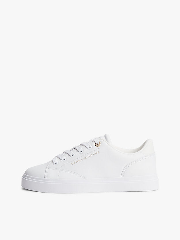 Leather Metallic Logo Cupsole Trainers