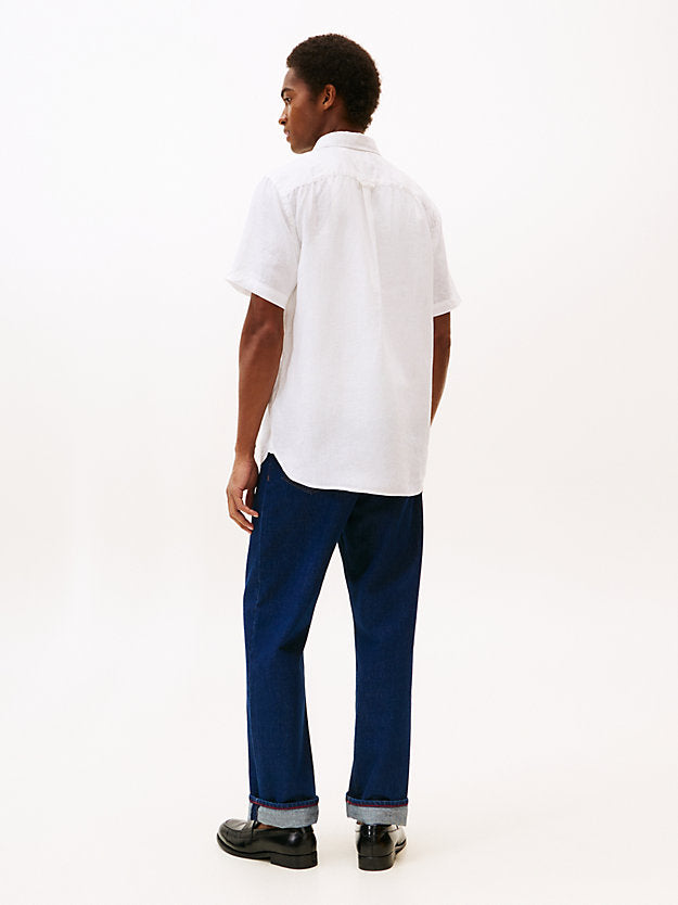 Regular Fit Washed Linen Short Sleeve Shirt