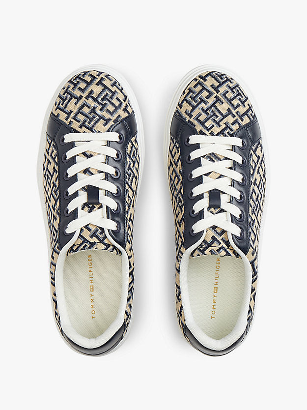 Monogram Platform Textile Trainers