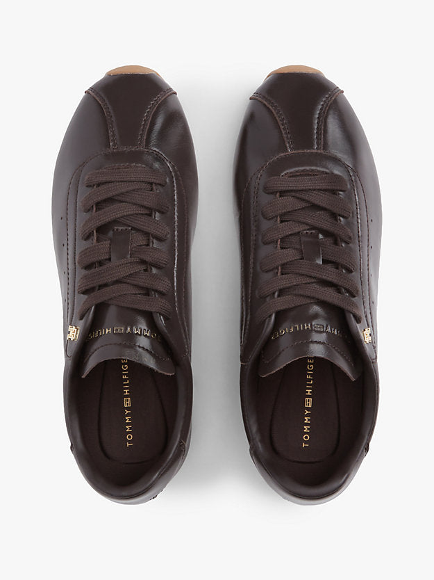 Monogram Plaque Leather Trainers