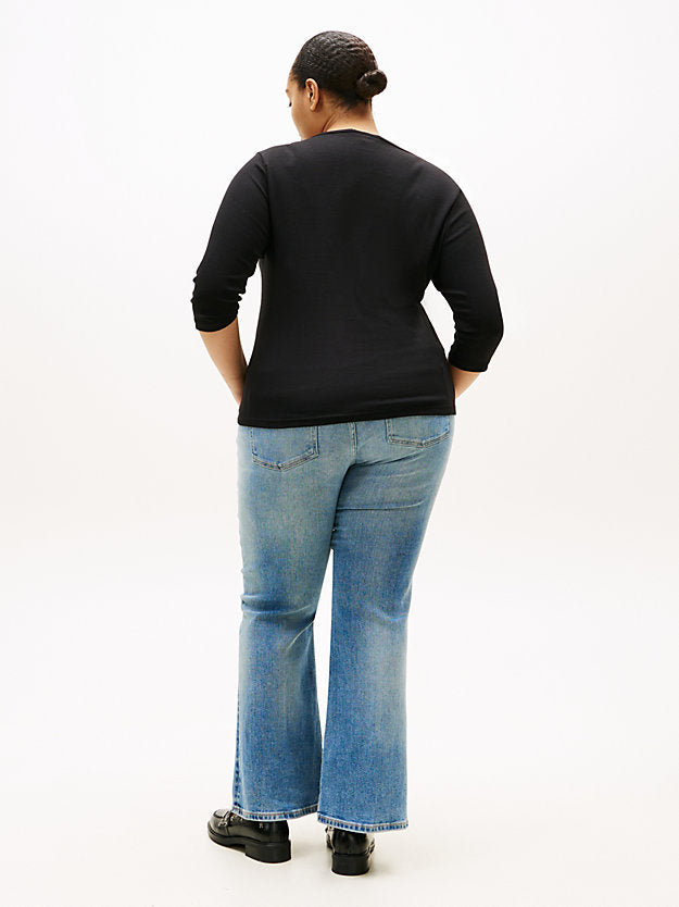 Curve Boat Neck Three-Quarter Sleeve T-Shirt