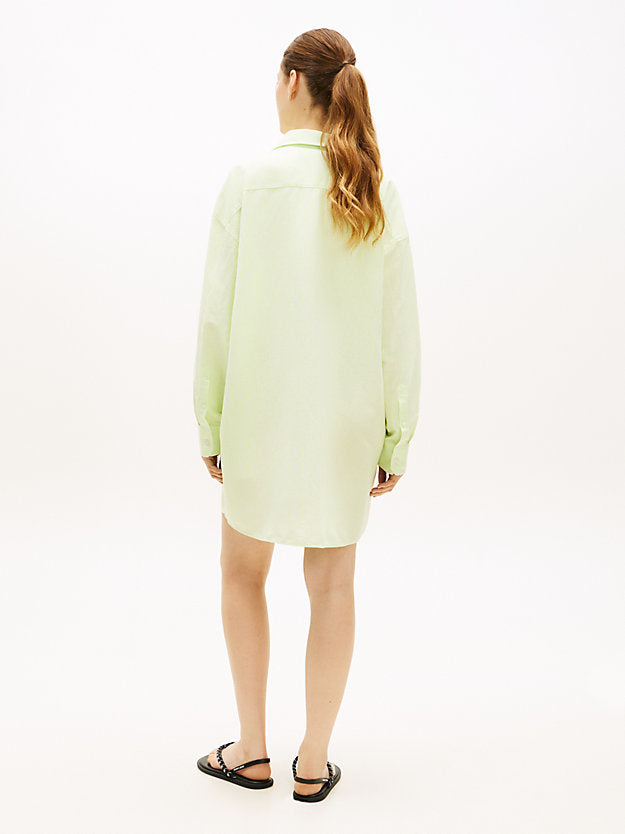 Oversized Linen Blend Mini Shirt Dress