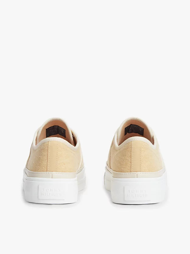 Contrast Piping Canvas Platform Trainers