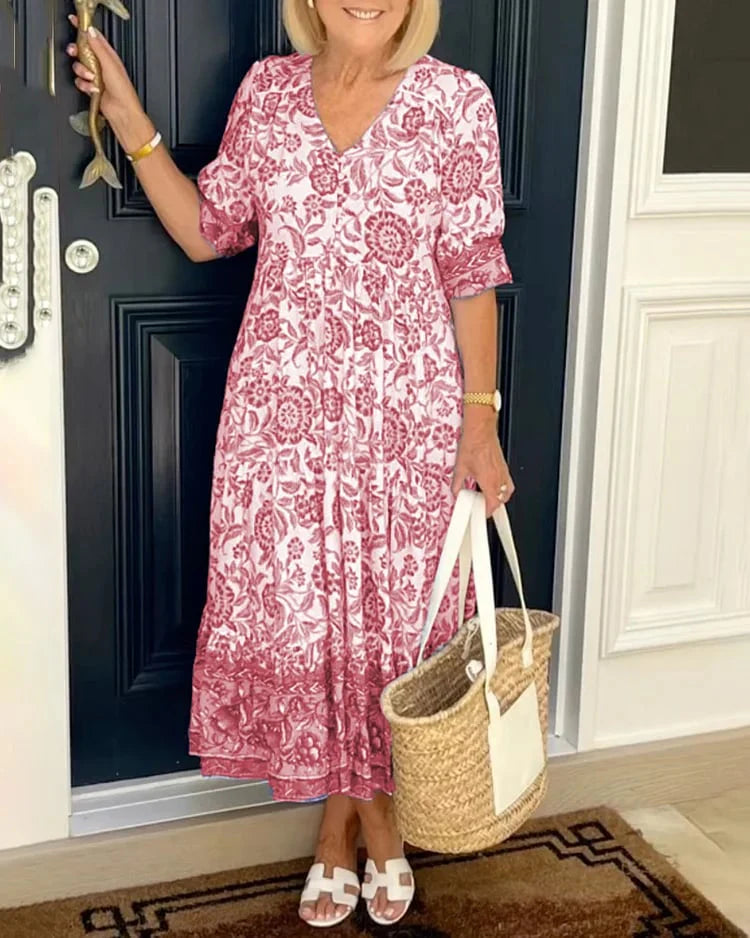 LIQUIDATION🔥 Robe imprimée col en V - Sans taxes
