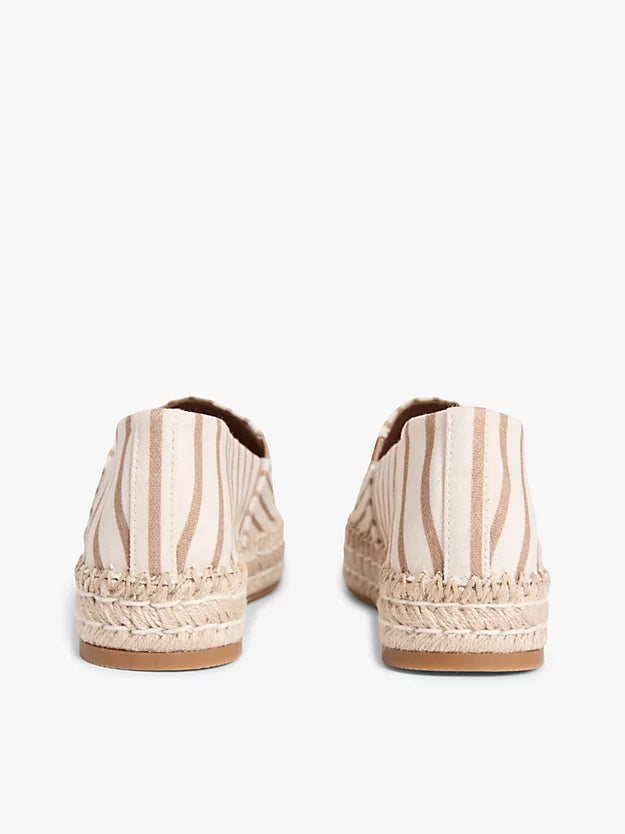 Canvas Stripe Monogram Platform Espadrilles