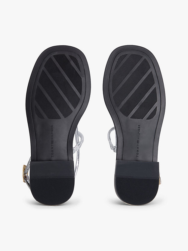Metallic Leather Toe Post Flat Sandals