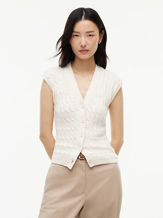 Cable Knit Slim Cap Sleeve Cardigan